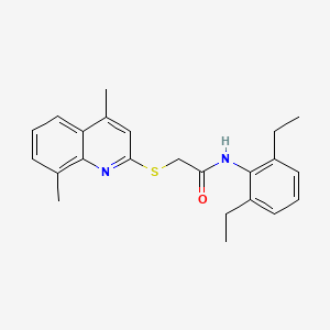 molecular formula C23H26N2OS B4651295 N-(2,6-diethylphenyl)-2-[(4,8-dimethyl-2-quinolinyl)thio]acetamide 