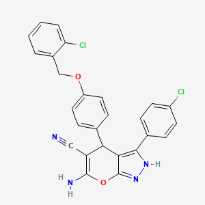 molecular formula C26H18Cl2N4O2 B4651319 6-amino-4-{4-[(2-chlorobenzyl)oxy]phenyl}-3-(4-chlorophenyl)-1,4-dihydropyrano[2,3-c]pyrazole-5-carbonitrile 