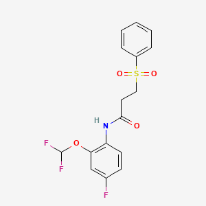molecular formula C16H14F3NO4S B4651351 N-[2-(difluoromethoxy)-4-fluorophenyl]-3-(phenylsulfonyl)propanamide 