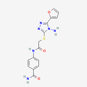 molecular formula C15H14N6O3S B4651355 4-[({[4-amino-5-(2-furyl)-4H-1,2,4-triazol-3-yl]thio}acetyl)amino]benzamide 