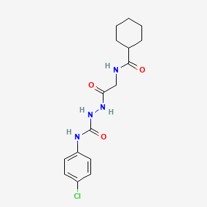 molecular formula C16H21ClN4O3 B4651388 N-(4-chlorophenyl)-2-{[(cyclohexylcarbonyl)amino]acetyl}hydrazinecarboxamide 