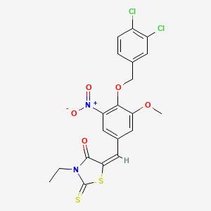 molecular formula C20H16Cl2N2O5S2 B4651428 5-{4-[(3,4-dichlorobenzyl)oxy]-3-methoxy-5-nitrobenzylidene}-3-ethyl-2-thioxo-1,3-thiazolidin-4-one 