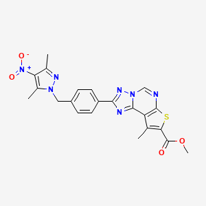 molecular formula C22H19N7O4S B4651438 methyl 2-{4-[(3,5-dimethyl-4-nitro-1H-pyrazol-1-yl)methyl]phenyl}-9-methylthieno[3,2-e][1,2,4]triazolo[1,5-c]pyrimidine-8-carboxylate 