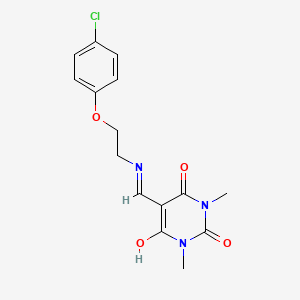 molecular formula C15H16ClN3O4 B4651442 5-({[2-(4-chlorophenoxy)ethyl]amino}methylene)-1,3-dimethyl-2,4,6(1H,3H,5H)-pyrimidinetrione 