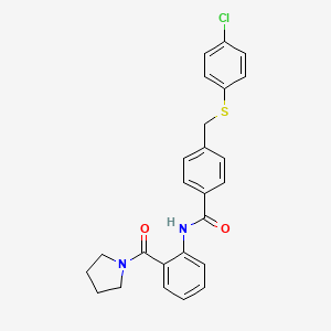 molecular formula C25H23ClN2O2S B4651447 4-{[(4-chlorophenyl)thio]methyl}-N-[2-(1-pyrrolidinylcarbonyl)phenyl]benzamide 