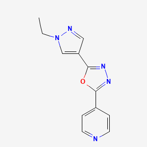 molecular formula C12H11N5O B4651454 4-[5-(1-ethyl-1H-pyrazol-4-yl)-1,3,4-oxadiazol-2-yl]pyridine 