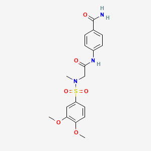 molecular formula C18H21N3O6S B4651482 4-({N-[(3,4-dimethoxyphenyl)sulfonyl]-N-methylglycyl}amino)benzamide 