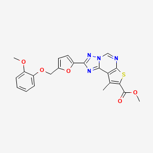 molecular formula C22H18N4O5S B4651485 methyl 2-{5-[(2-methoxyphenoxy)methyl]-2-furyl}-9-methylthieno[3,2-e][1,2,4]triazolo[1,5-c]pyrimidine-8-carboxylate 