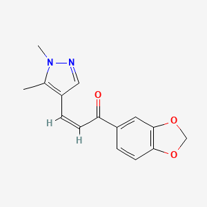 molecular formula C15H14N2O3 B4651498 1-(1,3-benzodioxol-5-yl)-3-(1,5-dimethyl-1H-pyrazol-4-yl)-2-propen-1-one 