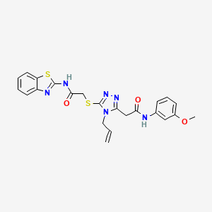 molecular formula C23H22N6O3S2 B4651509 2-(4-allyl-5-{[2-(1,3-benzothiazol-2-ylamino)-2-oxoethyl]thio}-4H-1,2,4-triazol-3-yl)-N-(3-methoxyphenyl)acetamide 