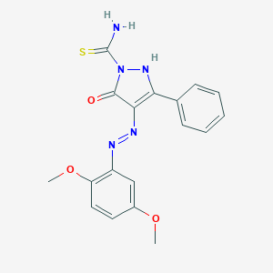 molecular formula C18H17N5O3S B465153 4-[(2,5-dimethoxyphenyl)hydrazono]-5-oxo-3-phenyl-4,5-dihydro-1H-pyrazole-1-carbothioamide 