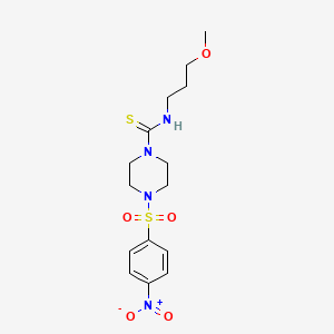 molecular formula C15H22N4O5S2 B4651544 N-(3-methoxypropyl)-4-[(4-nitrophenyl)sulfonyl]-1-piperazinecarbothioamide 
