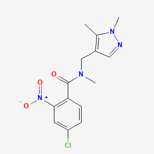 molecular formula C14H15ClN4O3 B4651553 4-chloro-N-[(1,5-dimethyl-1H-pyrazol-4-yl)methyl]-N-methyl-2-nitrobenzamide 