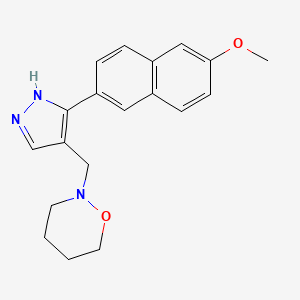 molecular formula C19H21N3O2 B4651571 2-{[3-(6-methoxy-2-naphthyl)-1H-pyrazol-4-yl]methyl}-1,2-oxazinane 