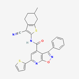 molecular formula C27H20N4O2S2 B4651589 N-(3-cyano-6-methyl-4,5,6,7-tetrahydro-1-benzothien-2-yl)-3-phenyl-6-(2-thienyl)isoxazolo[5,4-b]pyridine-4-carboxamide 