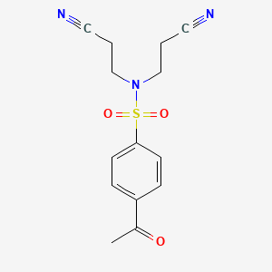 molecular formula C14H15N3O3S B4651596 4-acetyl-N,N-bis(2-cyanoethyl)benzenesulfonamide 