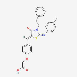 molecular formula C27H24N2O4S B4651638 (4-{[2-[(4-methylphenyl)imino]-4-oxo-3-(2-phenylethyl)-1,3-thiazolidin-5-ylidene]methyl}phenoxy)acetic acid 