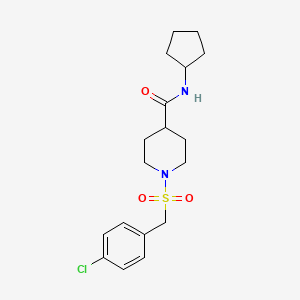 molecular formula C18H25ClN2O3S B4651651 1-[(4-chlorobenzyl)sulfonyl]-N-cyclopentyl-4-piperidinecarboxamide 