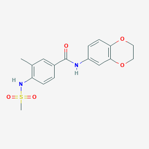 molecular formula C17H18N2O5S B4651656 N-(2,3-dihydro-1,4-benzodioxin-6-yl)-3-methyl-4-[(methylsulfonyl)amino]benzamide 