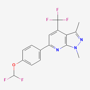 molecular formula C16H12F5N3O B4651673 6-[4-(difluoromethoxy)phenyl]-1,3-dimethyl-4-(trifluoromethyl)-1H-pyrazolo[3,4-b]pyridine 