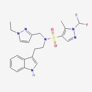 molecular formula C21H24F2N6O2S B4651696 1-(difluoromethyl)-N-[(1-ethyl-1H-pyrazol-3-yl)methyl]-N-[2-(1H-indol-3-yl)ethyl]-5-methyl-1H-pyrazole-4-sulfonamide 