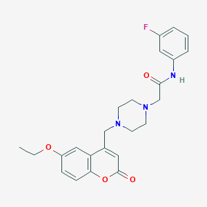 molecular formula C24H26FN3O4 B4651717 2-{4-[(6-ethoxy-2-oxo-2H-chromen-4-yl)methyl]-1-piperazinyl}-N-(3-fluorophenyl)acetamide 