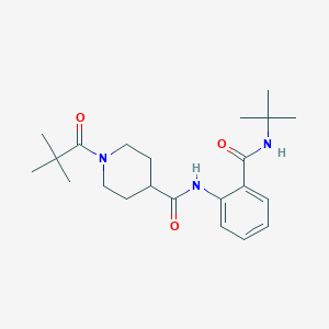molecular formula C22H33N3O3 B4651753 N-{2-[(tert-butylamino)carbonyl]phenyl}-1-(2,2-dimethylpropanoyl)-4-piperidinecarboxamide 