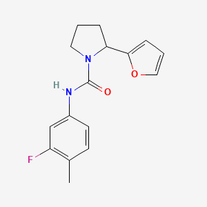 molecular formula C16H17FN2O2 B4651766 N-(3-fluoro-4-methylphenyl)-2-(2-furyl)-1-pyrrolidinecarboxamide 