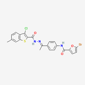 molecular formula C23H17BrClN3O3S B4651794 5-bromo-N-(4-{N-[(3-chloro-6-methyl-1-benzothien-2-yl)carbonyl]ethanehydrazonoyl}phenyl)-2-furamide 