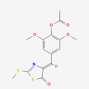 molecular formula C15H15NO5S2 B4651824 2,6-dimethoxy-4-{[2-(methylthio)-5-oxo-1,3-thiazol-4(5H)-ylidene]methyl}phenyl acetate 