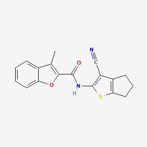 molecular formula C18H14N2O2S B4651857 N-(3-cyano-5,6-dihydro-4H-cyclopenta[b]thien-2-yl)-3-methyl-1-benzofuran-2-carboxamide 