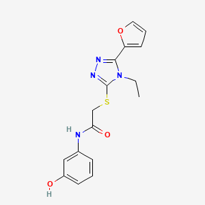 molecular formula C16H16N4O3S B4651865 2-{[4-ethyl-5-(2-furyl)-4H-1,2,4-triazol-3-yl]thio}-N-(3-hydroxyphenyl)acetamide 