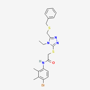 molecular formula C22H25BrN4OS2 B4651934 2-({5-[(benzylthio)methyl]-4-ethyl-4H-1,2,4-triazol-3-yl}thio)-N-(4-bromo-2,3-dimethylphenyl)acetamide 