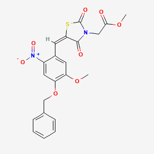 molecular formula C21H18N2O8S B4651952 methyl {5-[4-(benzyloxy)-5-methoxy-2-nitrobenzylidene]-2,4-dioxo-1,3-thiazolidin-3-yl}acetate 