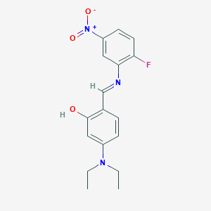 molecular formula C17H18FN3O3 B465196 5-(Diethylamino)-2-[({2-fluoro-5-nitrophenyl}imino)methyl]phenol 