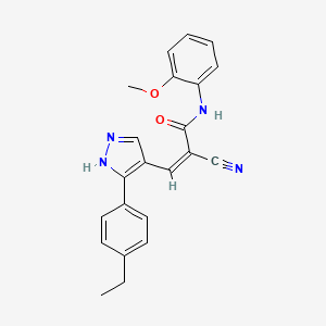 molecular formula C22H20N4O2 B4651985 2-cyano-3-[3-(4-ethylphenyl)-1H-pyrazol-4-yl]-N-(2-methoxyphenyl)acrylamide 