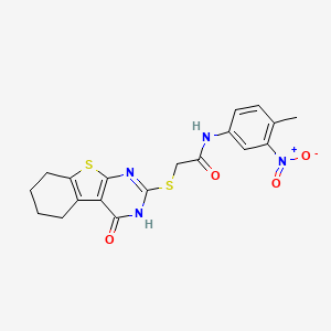 molecular formula C19H18N4O4S2 B4652004 N-(4-methyl-3-nitrophenyl)-2-[(4-oxo-3,4,5,6,7,8-hexahydro[1]benzothieno[2,3-d]pyrimidin-2-yl)thio]acetamide 