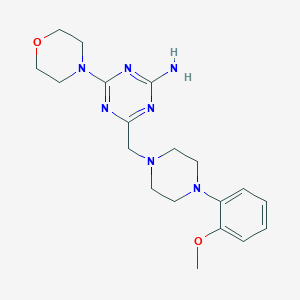 molecular formula C19H27N7O2 B4652034 4-{[4-(2-methoxyphenyl)-1-piperazinyl]methyl}-6-(4-morpholinyl)-1,3,5-triazin-2-amine 