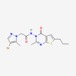 molecular formula C16H18BrN5O2S B4652038 2-(4-bromo-5-methyl-1H-pyrazol-1-yl)-N-(2-methyl-4-oxo-6-propylthieno[2,3-d]pyrimidin-3(4H)-yl)acetamide 