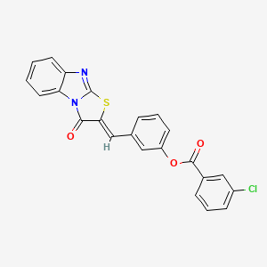 3-[(3-oxo[1,3]thiazolo[3,2-a]benzimidazol-2(3H)-ylidene)methyl]phenyl 3-chlorobenzoate