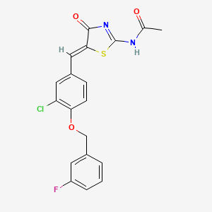 molecular formula C19H14ClFN2O3S B4652077 N-(5-{3-chloro-4-[(3-fluorobenzyl)oxy]benzylidene}-4-oxo-4,5-dihydro-1,3-thiazol-2-yl)acetamide 
