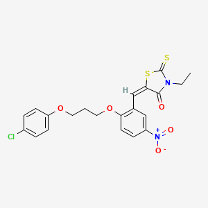 molecular formula C21H19ClN2O5S2 B4652109 5-{2-[3-(4-chlorophenoxy)propoxy]-5-nitrobenzylidene}-3-ethyl-2-thioxo-1,3-thiazolidin-4-one 