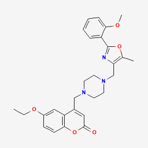 molecular formula C28H31N3O5 B4652117 6-ethoxy-4-[(4-{[2-(2-methoxyphenyl)-5-methyl-1,3-oxazol-4-yl]methyl}-1-piperazinyl)methyl]-2H-chromen-2-one 