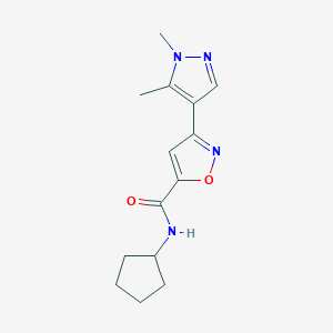 molecular formula C14H18N4O2 B4652181 N-cyclopentyl-3-(1,5-dimethyl-1H-pyrazol-4-yl)-5-isoxazolecarboxamide 