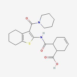 molecular formula C22H28N2O4S B4652208 6-({[3-(1-piperidinylcarbonyl)-4,5,6,7-tetrahydro-1-benzothien-2-yl]amino}carbonyl)-3-cyclohexene-1-carboxylic acid 