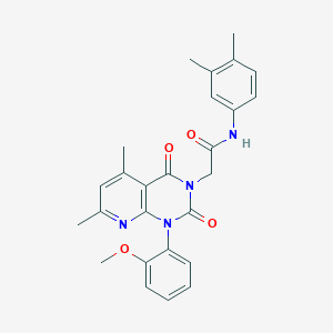 molecular formula C26H26N4O4 B4652234 N-(3,4-dimethylphenyl)-2-[1-(2-methoxyphenyl)-5,7-dimethyl-2,4-dioxo-1,4-dihydropyrido[2,3-d]pyrimidin-3(2H)-yl]acetamide 