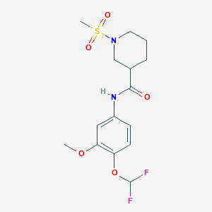 molecular formula C15H20F2N2O5S B4652238 N-[4-(difluoromethoxy)-3-methoxyphenyl]-1-(methylsulfonyl)-3-piperidinecarboxamide 