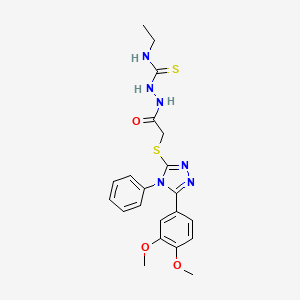 molecular formula C21H24N6O3S2 B4652282 2-({[5-(3,4-dimethoxyphenyl)-4-phenyl-4H-1,2,4-triazol-3-yl]thio}acetyl)-N-ethylhydrazinecarbothioamide 