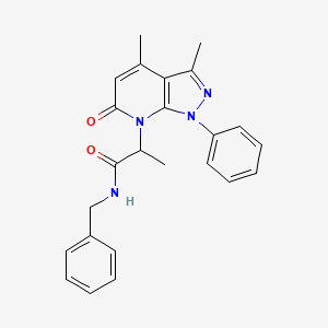 molecular formula C24H24N4O2 B4652306 N-benzyl-2-(3,4-dimethyl-6-oxo-1-phenyl-1,6-dihydro-7H-pyrazolo[3,4-b]pyridin-7-yl)propanamide 