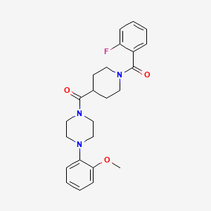 molecular formula C24H28FN3O3 B4652316 1-{[1-(2-fluorobenzoyl)-4-piperidinyl]carbonyl}-4-(2-methoxyphenyl)piperazine 
